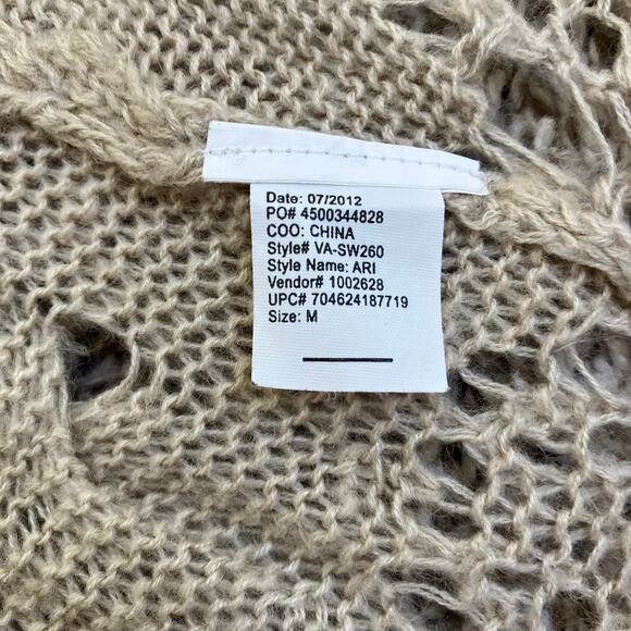 Nine West Sz M Tan Open Cable-knit Cowl Neck Sweater With Bell Sleeves Fairy - Picture 16 of 16